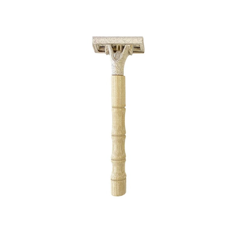 Light brown bamboo razors with varied handle designs and head styles