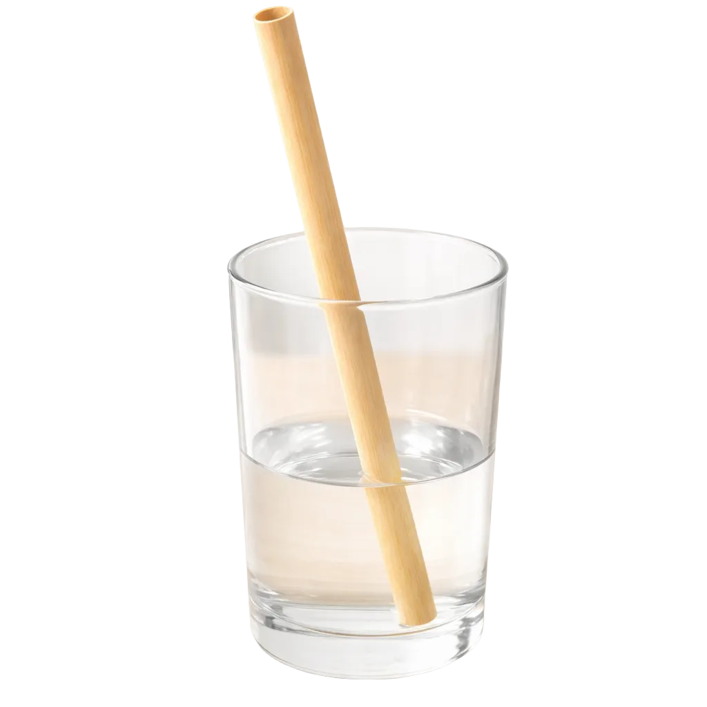 Light brown bamboo straws set with cleaning brush (17 pcs)