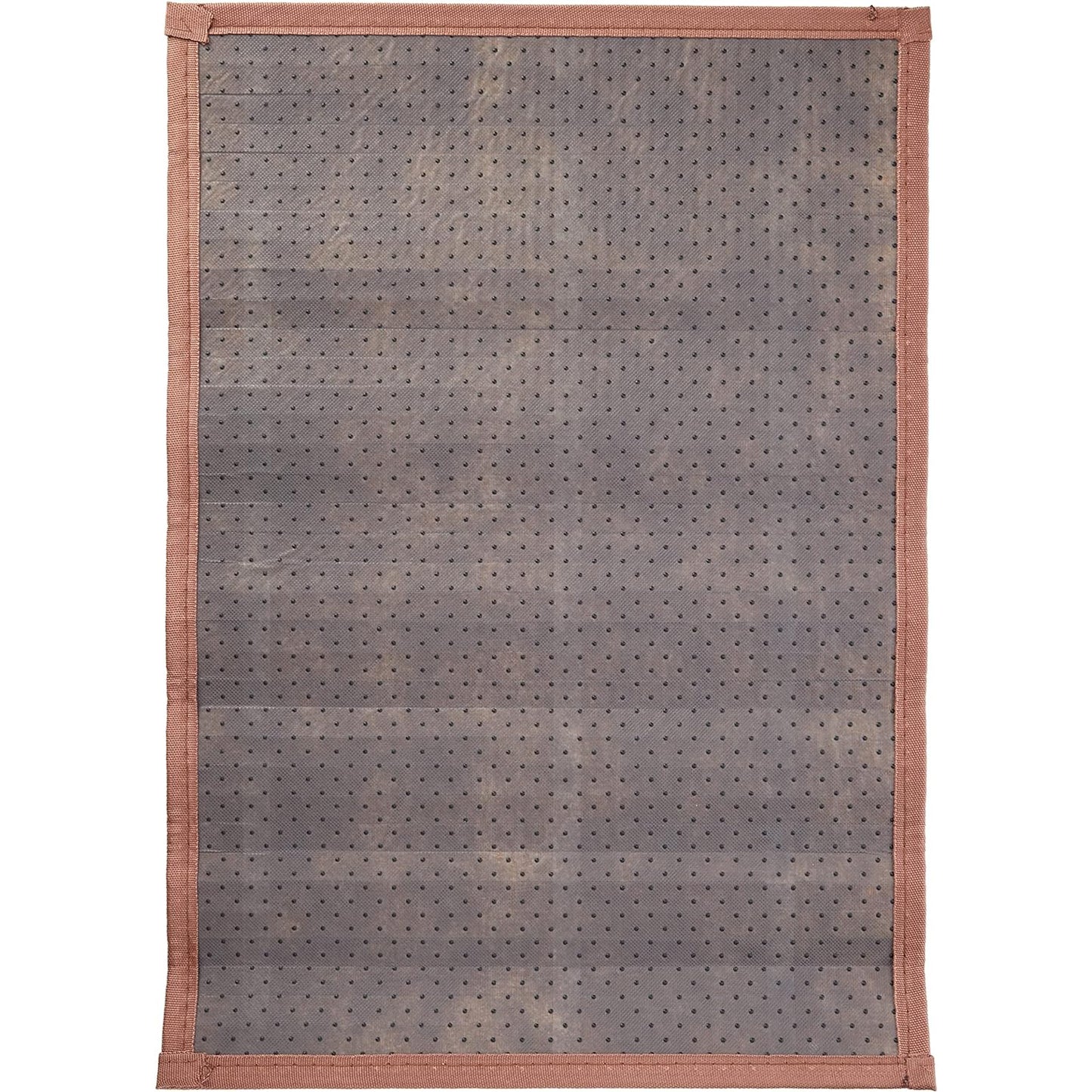 Light brown slatted mat with brown fabric border