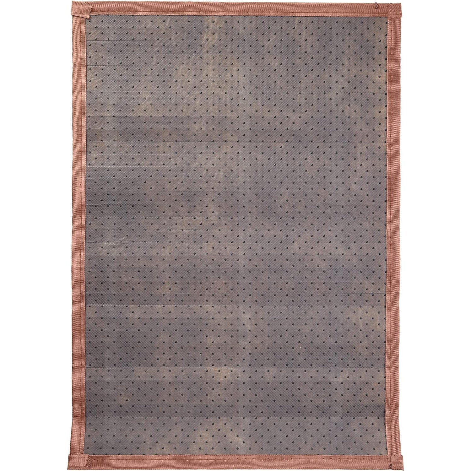 Light brown slatted mat with brown fabric border