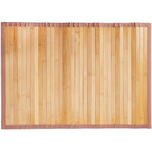 Light brown slatted mat with brown fabric border
